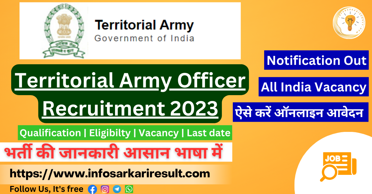 Territorial Army Officer Recruitment 2023 Apply Now